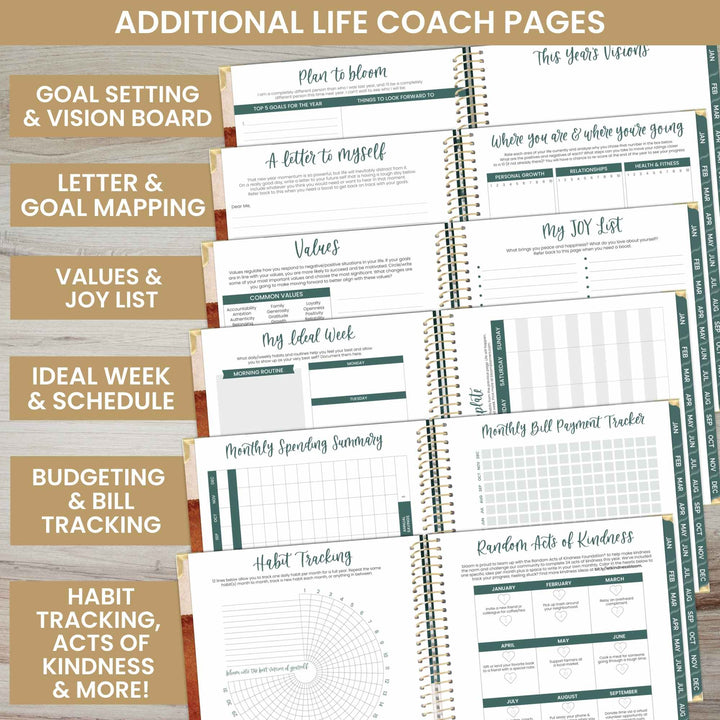 2025 Hard Cover Planner, 8.5" x 11", Earthy Abstract, Green