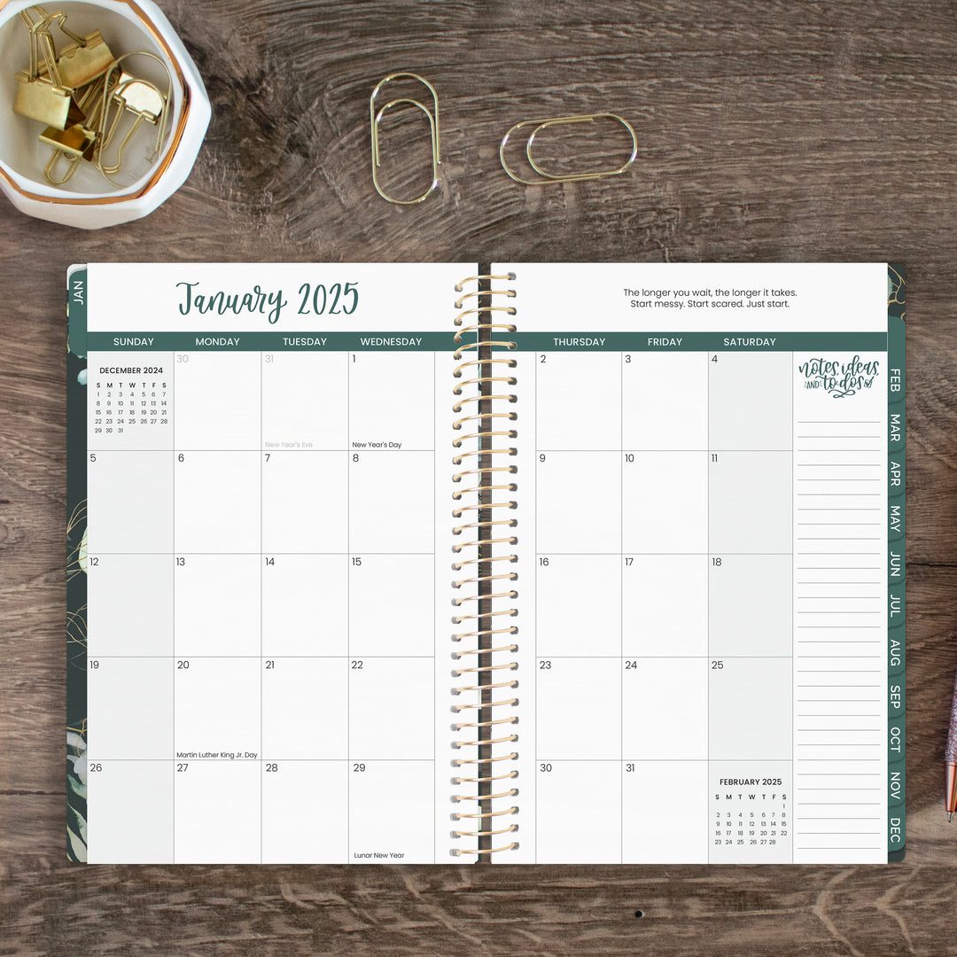 2025 Soft Cover Planner, 5.5" x 8.25", Eucalyptus, Green