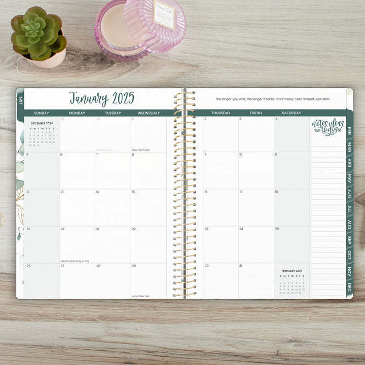 2025 Soft Cover Planner, 8.5" x 11", Eucalyptus, White