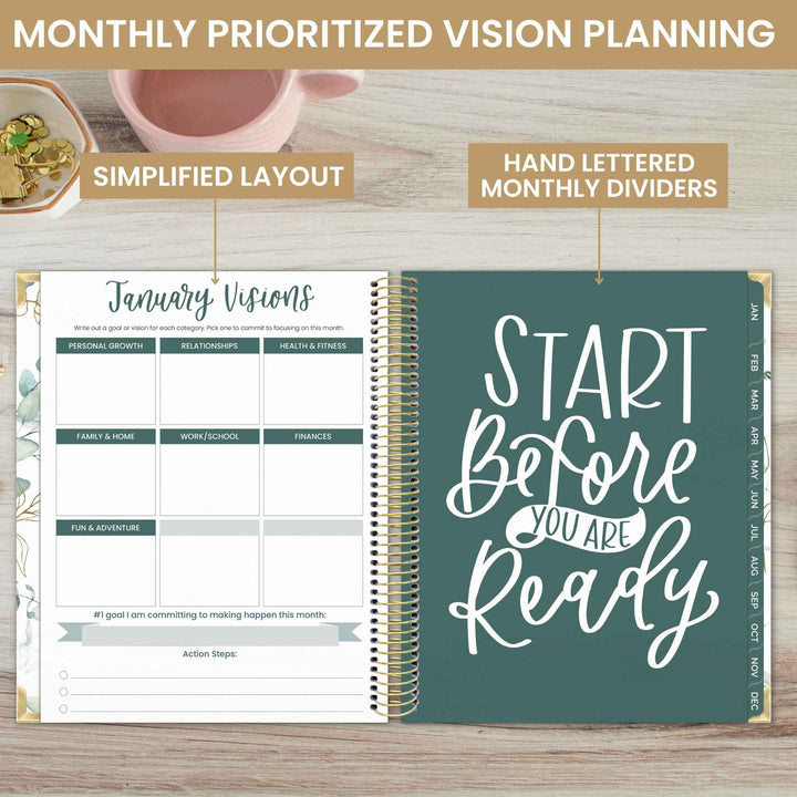 2025 Vision Planner, 7.5" x 9", Eucalyptus, White