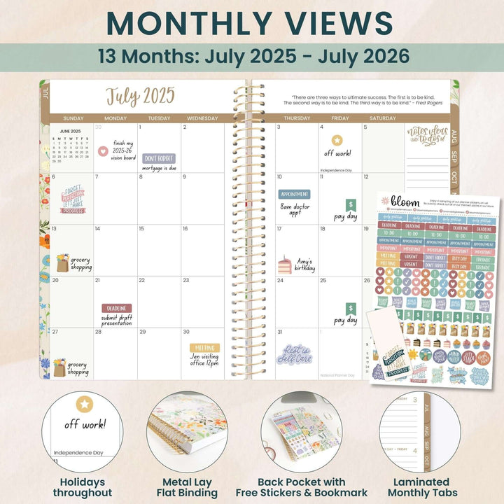 2025-26 Soft Cover Planner, 5.5" x 8.25", Garden Party, Beige