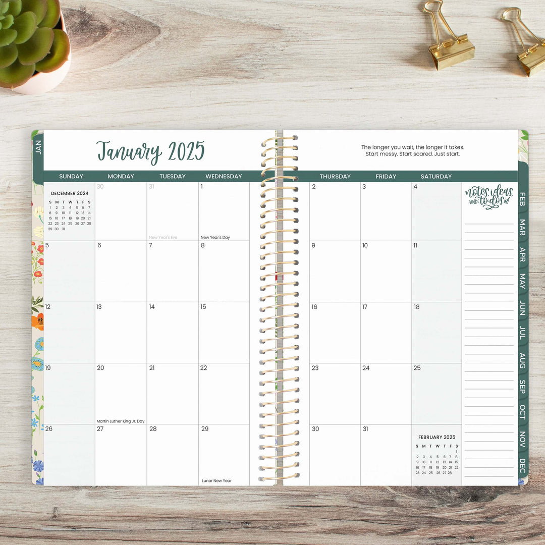 2025 Soft Cover Planner, 5.5" x 8.25", Garden Party, Beige