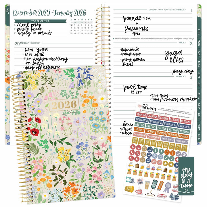 2026 Soft Cover Planner, 5.5" x 8.25", Garden Party, Beige
