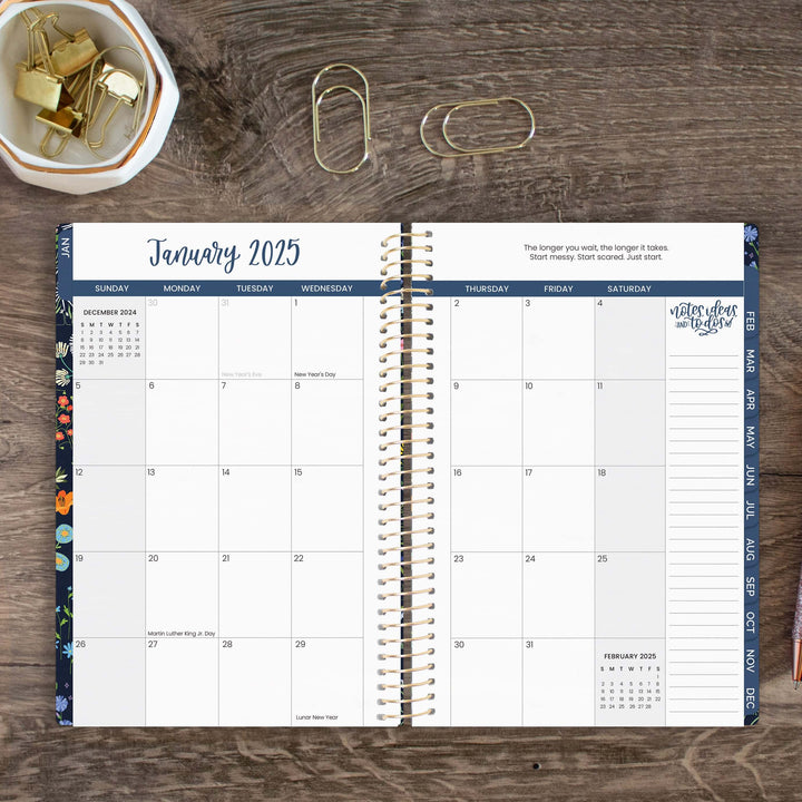 2025 Soft Cover Planner, 5.5" x 8.25", Garden Party, Navy