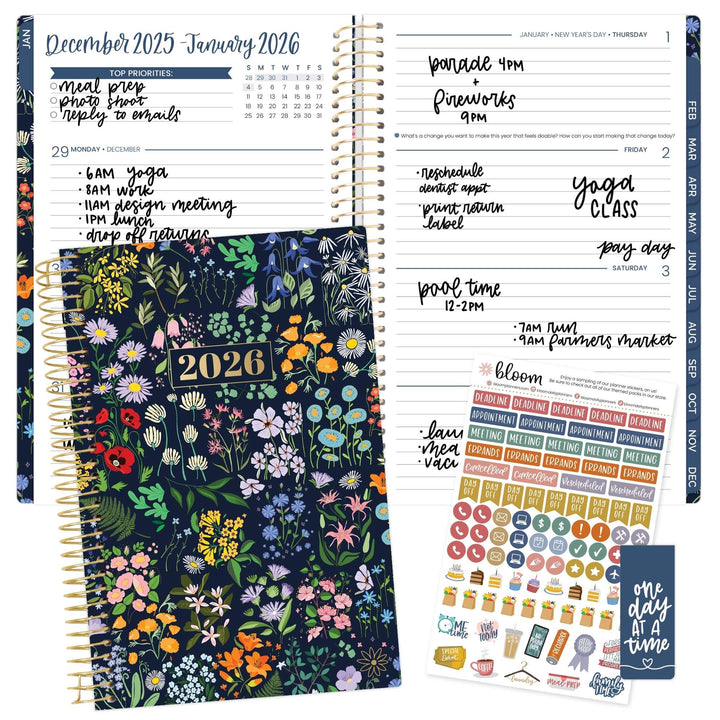 2026 Soft Cover Planner, 5.5" x 8.25", Garden Party, Navy