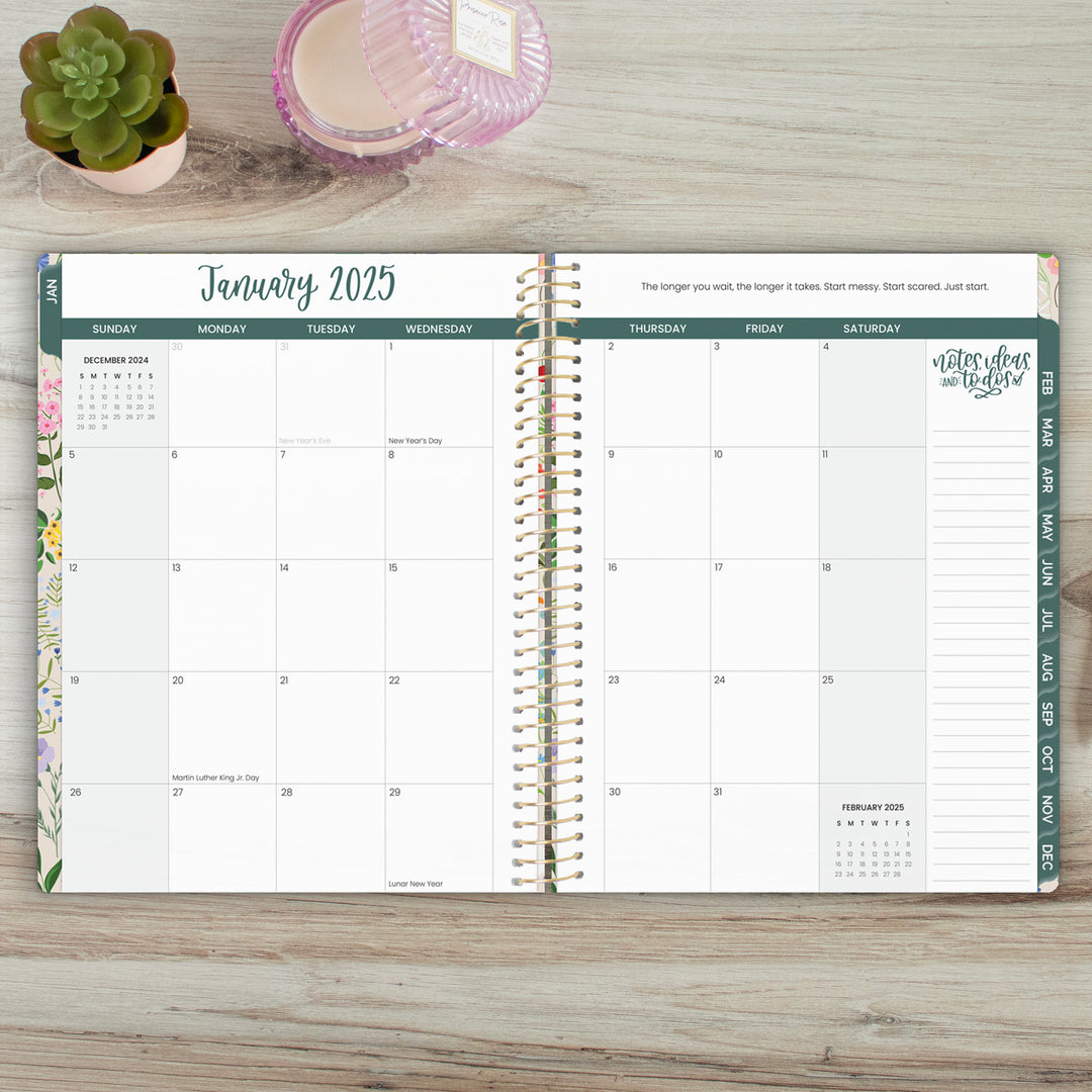 2025 Soft Cover Planner, 8.5" x 11", Garden Party, Beige