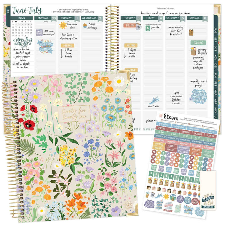 2025-26 Vision Planner, 7.5" x 9", Garden Party, Beige