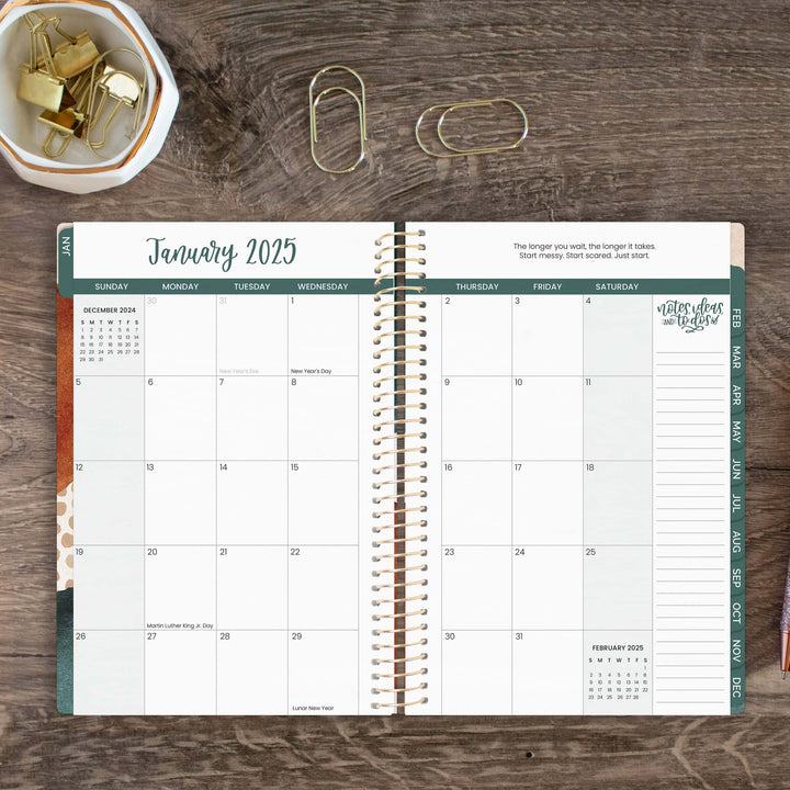 2025 Soft Cover Planner, 5.5" x 8.25", Earthy Abstract, Green