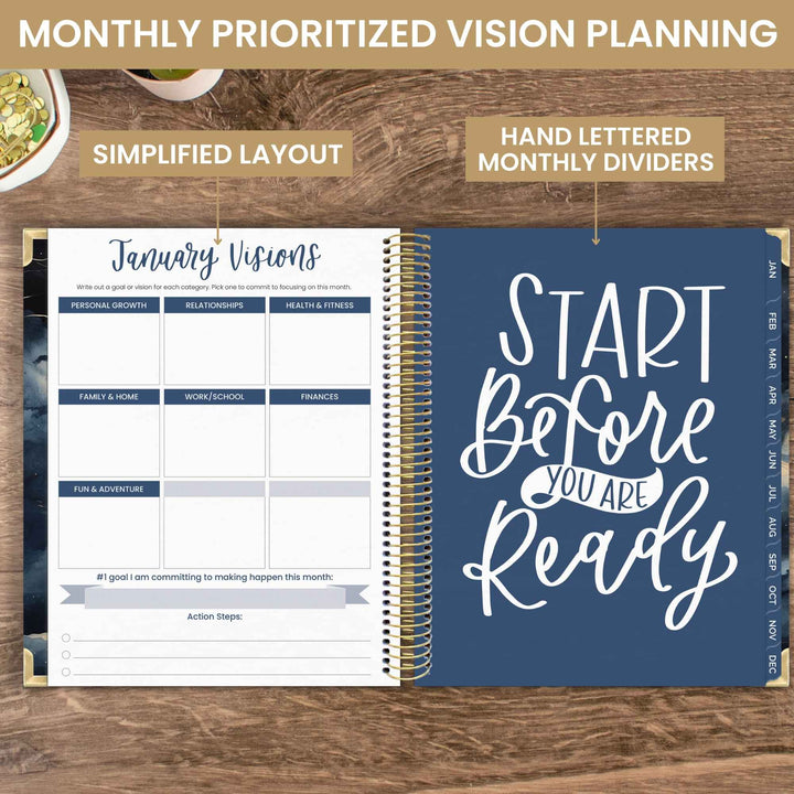 2025 Vision Planner, 7.5" x 9", Midnight Sky