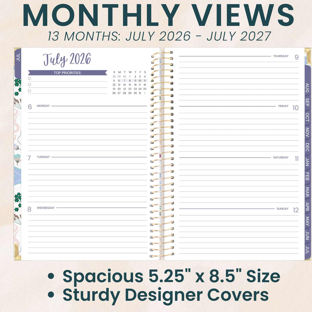 2026-27 Hard Cover Planner, 5.5" x 8.25" | Seaside Whimsy - bloom daily planners