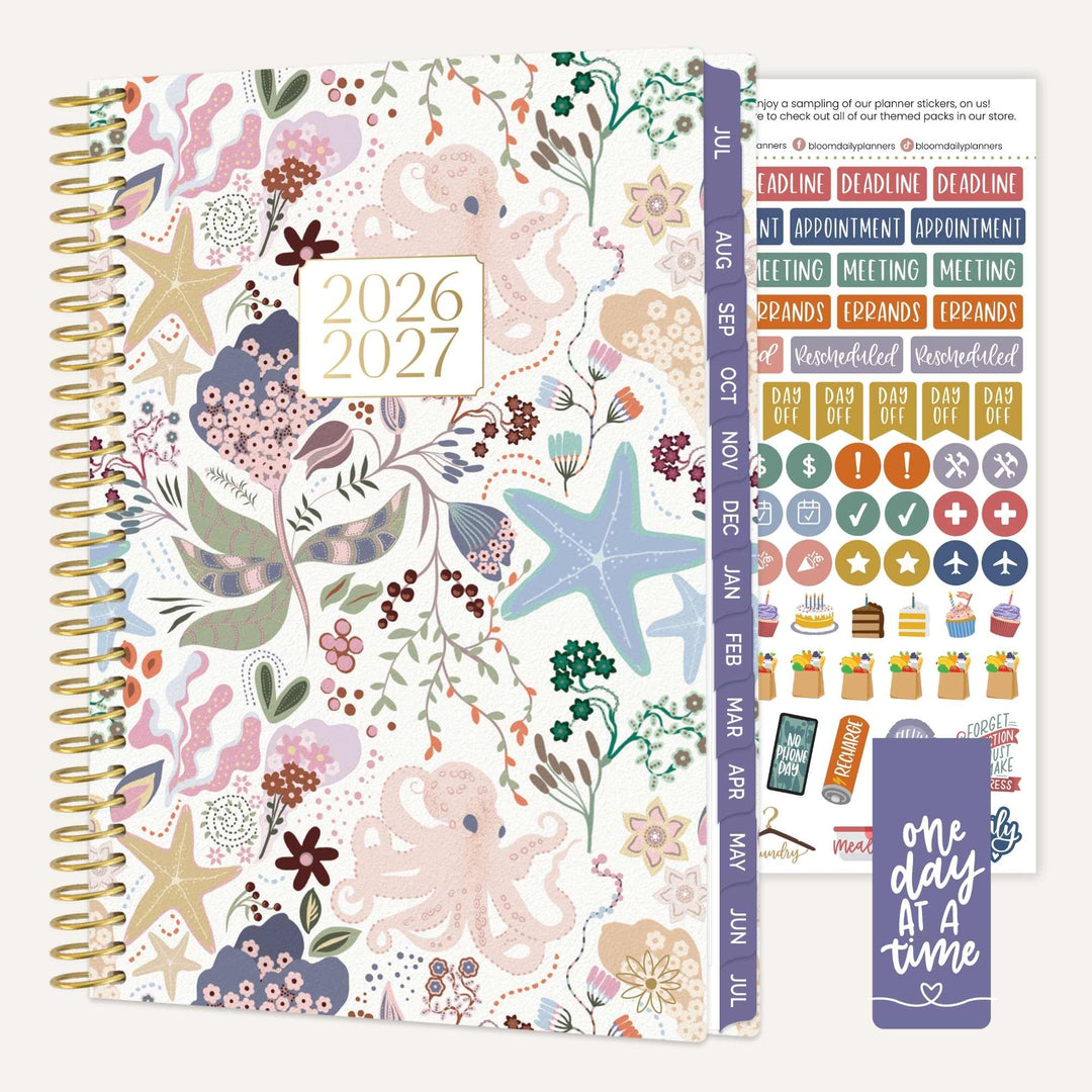 2026–27 Soft Cover Planner, 5.5" x 8.25" | Seaside Whimsy - bloom daily planners