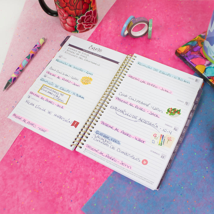 Undated Spanish Planner, Cheerful Garden