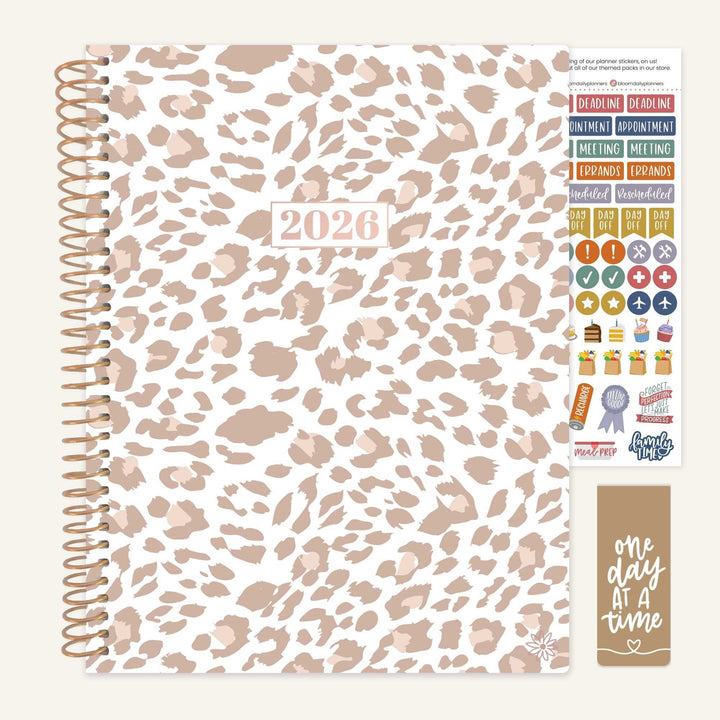 2026 Soft Cover Planner, 8.5" x 11", Tan Leopard