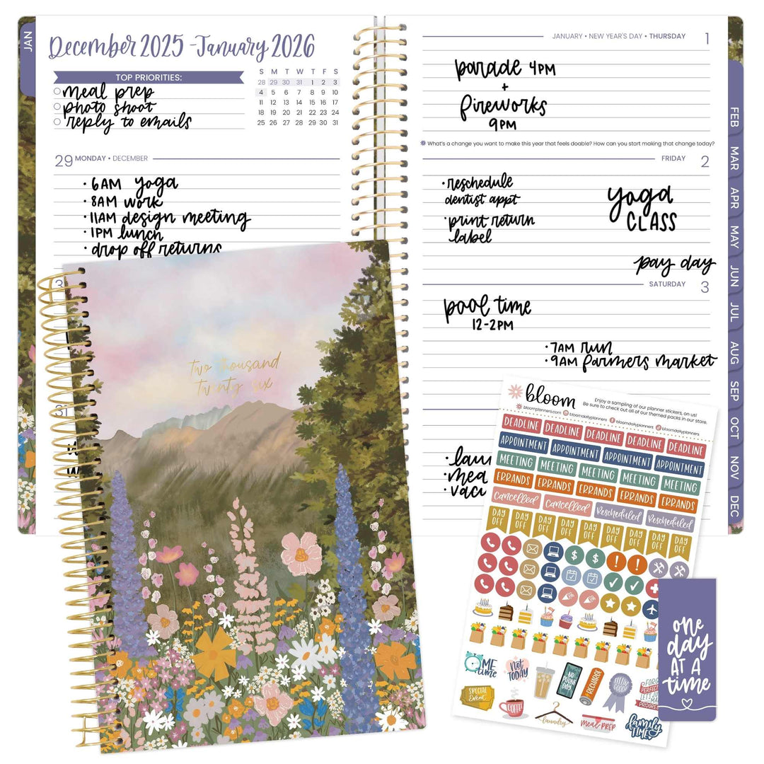 2026 Soft Cover Planner, 5.5" x 8.25", Wildflower Mountainside