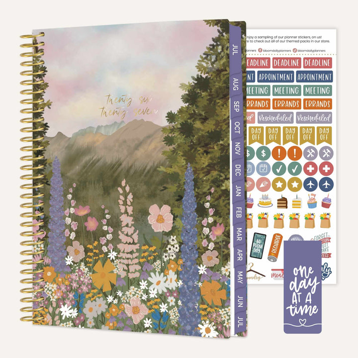 2026–27 Soft Cover Planner, 5.5" x 8.25" | Wildflower Mountainside - bloom daily planners