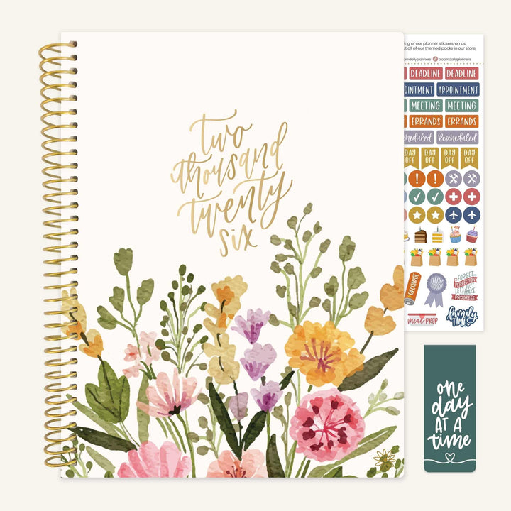 2026 Soft Cover Planner, 8.5" x 11", Beige Bouquet