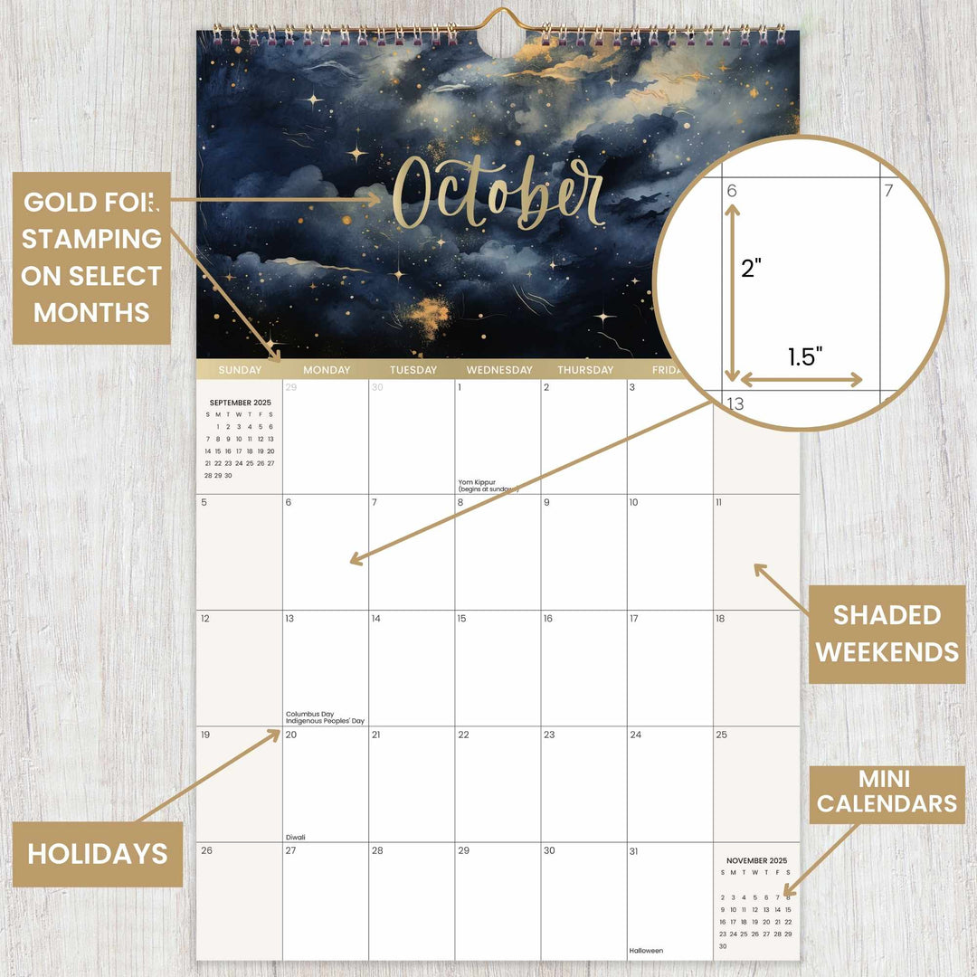 2025 Hanging Calendar, 11" x 17", Seasonal