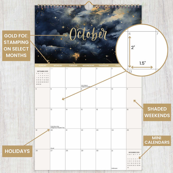 2025 Hanging Calendar, 11" x 17", Seasonal