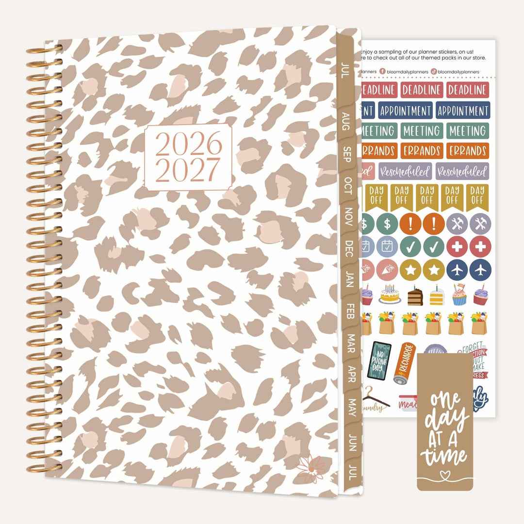 2026–27 Soft Cover Planner, 5.5" x 8.25" | Tan Leopard - bloom daily planners