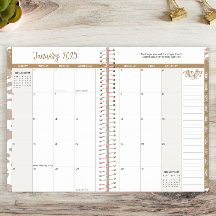 2025 Soft Cover Planner, 5.5" x 8.25", Tan Leopard