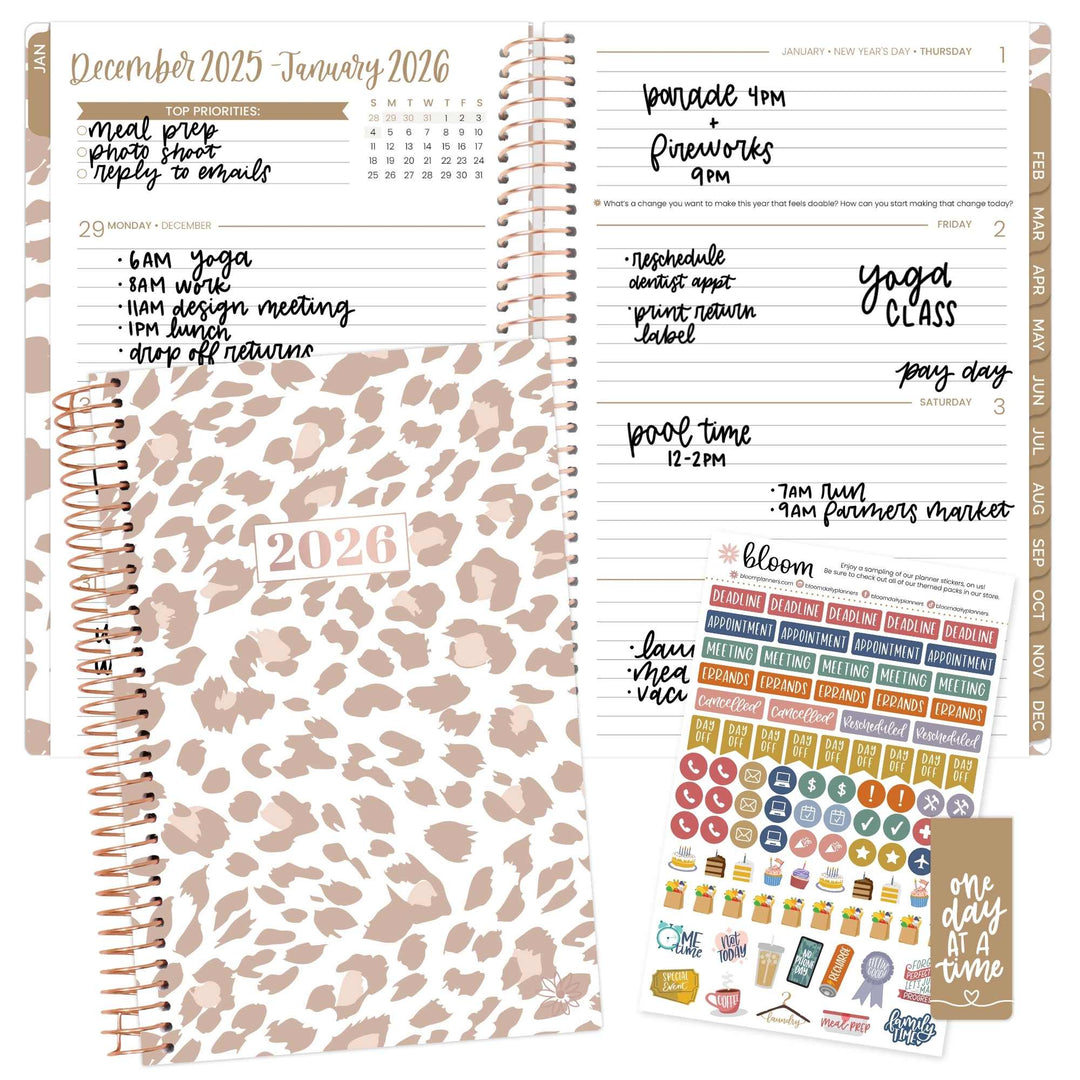 2026 Soft Cover Planner, 5.5" x 8.25", Tan Leopard