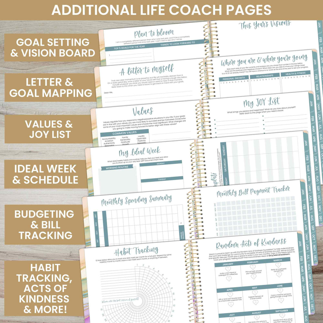 2025 Soft Cover Planner, 8.5" x 11", Watercolor Waves