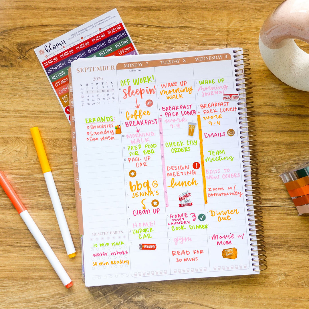 2026 Timed Vertical Weekly Planner, 8.5" x 11", Interchangeable Cover