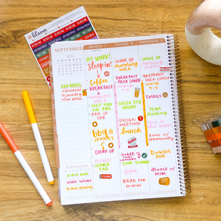 2026 Timed Vertical Weekly Planner, 8.5" x 11", Interchangeable Cover