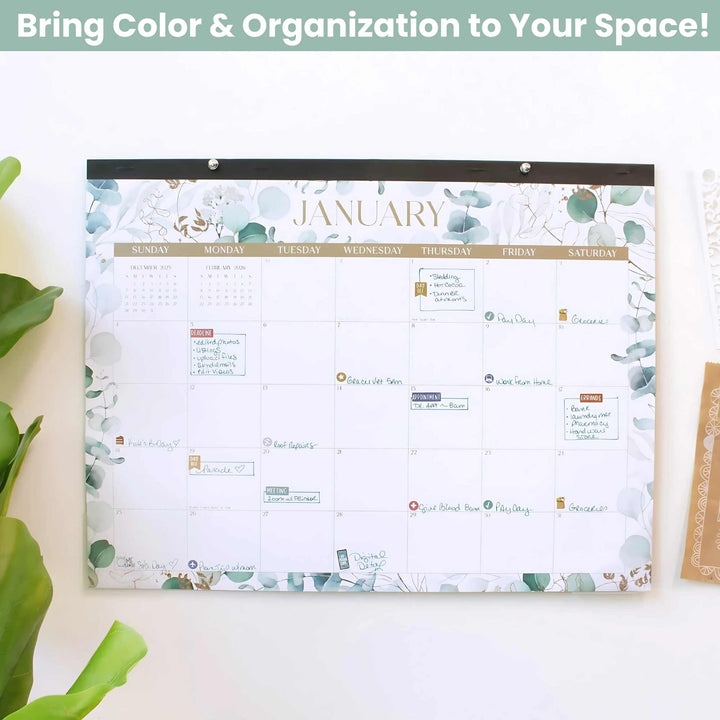 2026 Desk & Wall Calendar, 16" x 21", Greenery