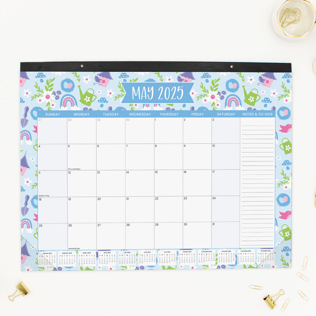 2025 Desk Calendar, 16" x 21", Holiday Icons