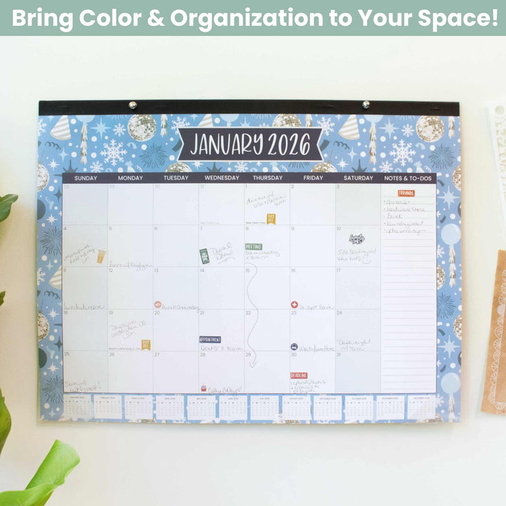 2026 Desk & Wall Calendar, 16" x 21", Holiday Icons