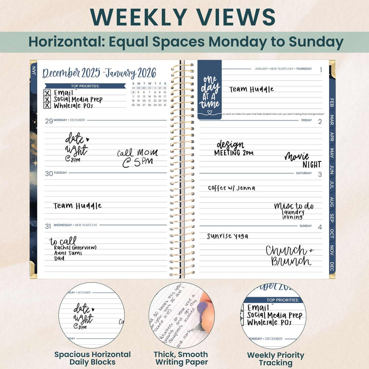 2026 Hard Cover Planner, 5.5" x 8.25", Midnight Sky
