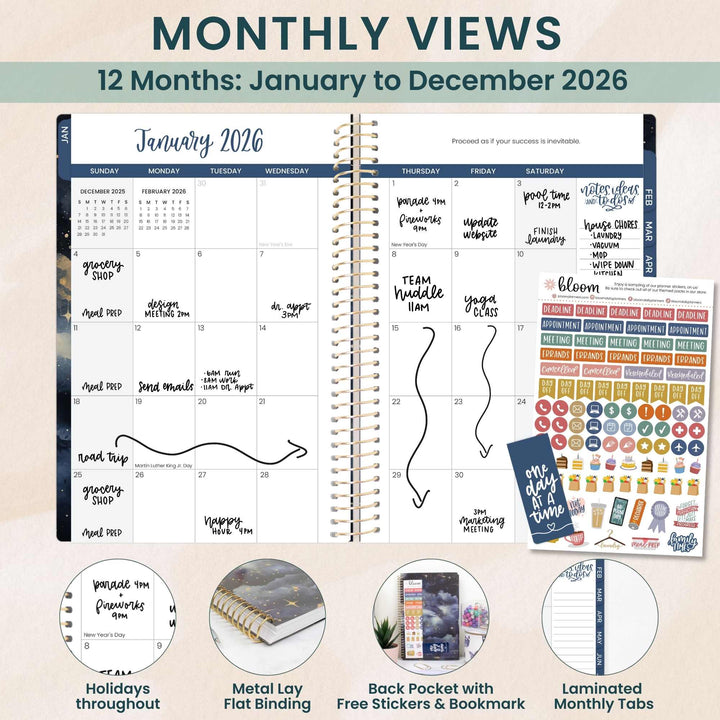 2026 Soft Cover Planner, 5.5" x 8.25", Midnight Sky