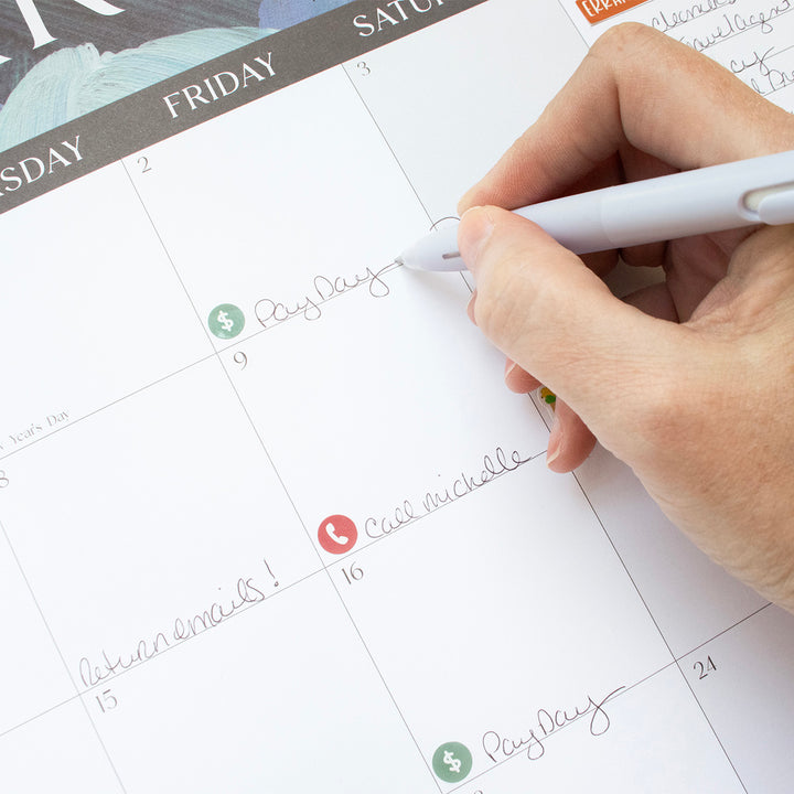 2026 Desk & Wall Calendar, 16" x 21", Paint Strokes
