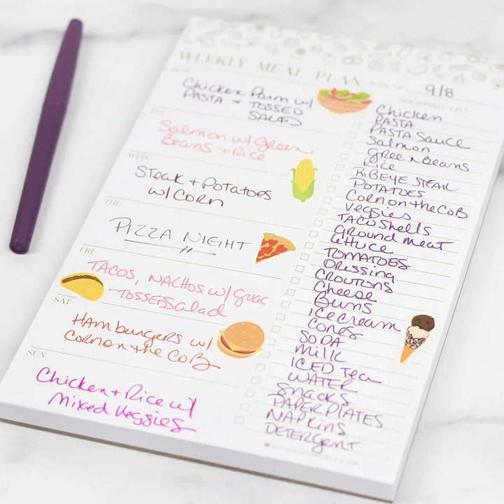 Planning Pad, 6" x 9", Meal Planning Pad with Magnets, Modern Gold