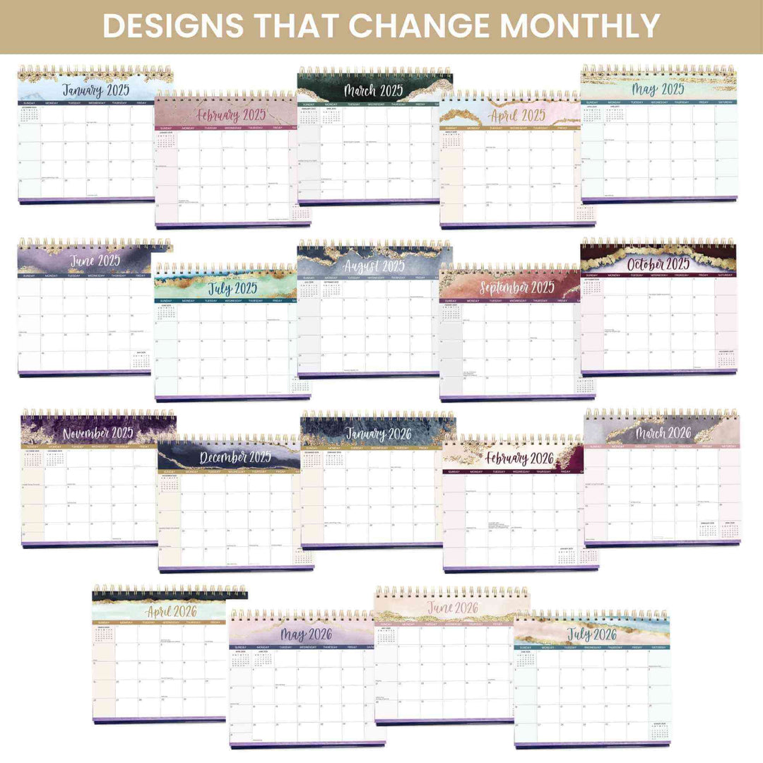 2025-2026 19 Month Standing Flip Desk Calendar, 8 2025-2026-19-month-standing-flip-desk-calendar-8-x-10-watercolor-bloom-daily-planners