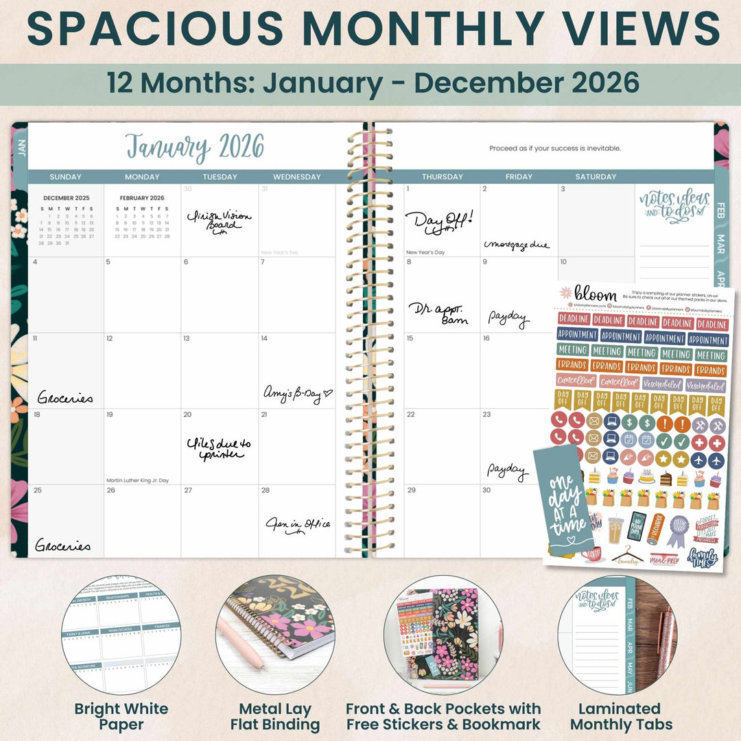 2026 Soft Cover Planner, 8.5" x 11", Blooming Wildly