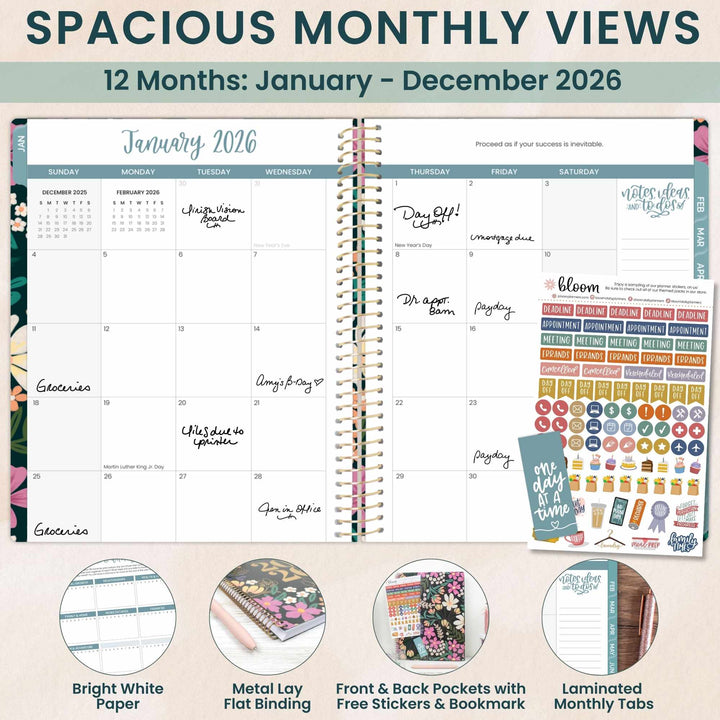 2026 Soft Cover Planner, 8.5" x 11", Blooming Wildly