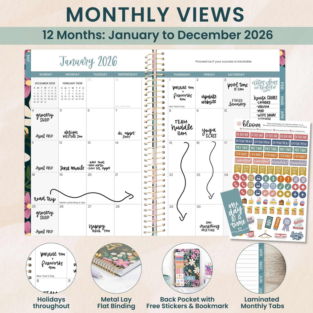 2026 Soft Cover Planner, 5.5" x 8.25", Blooming Wildly