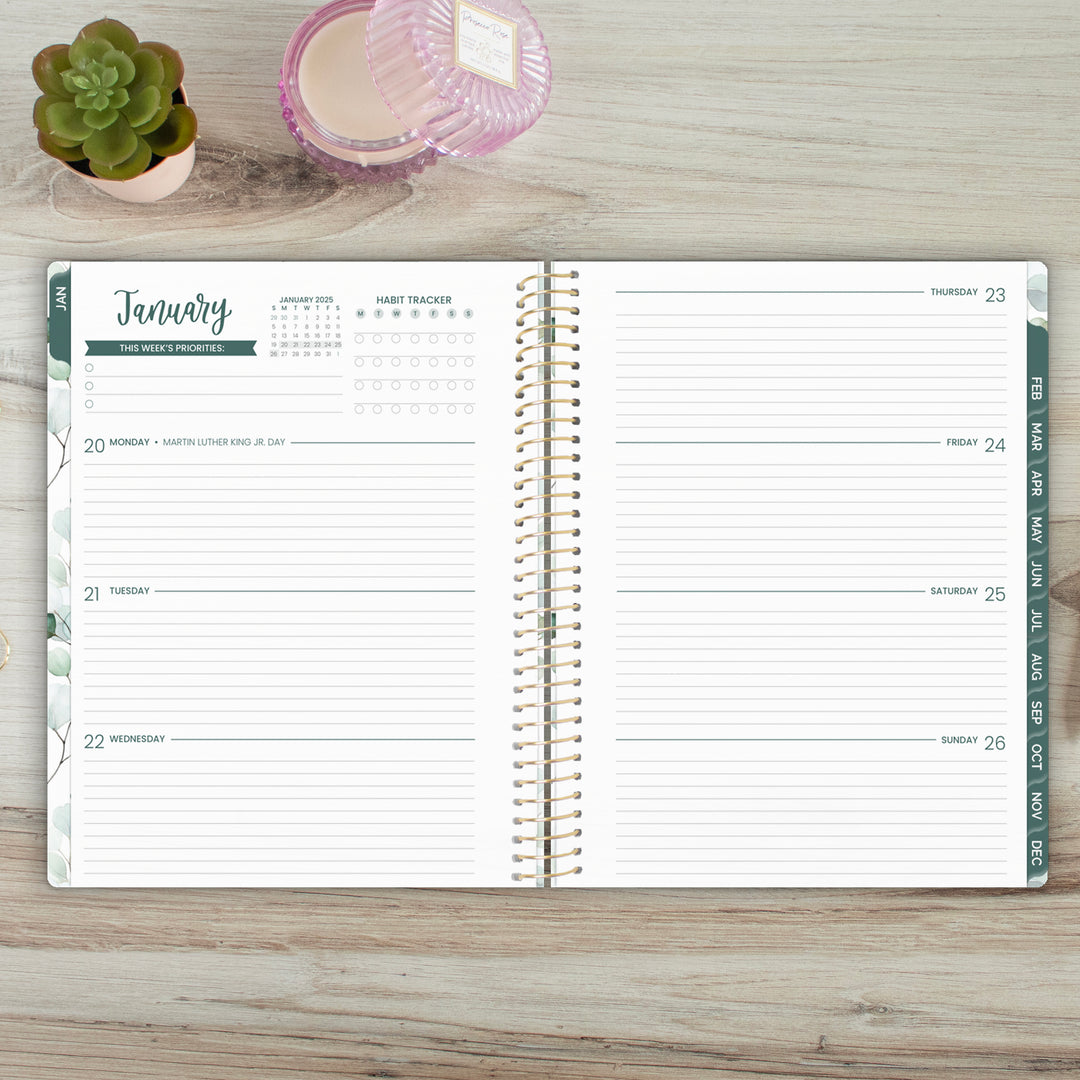 2025 Soft Cover Planner, 8.5" x 11", Boho Greenery