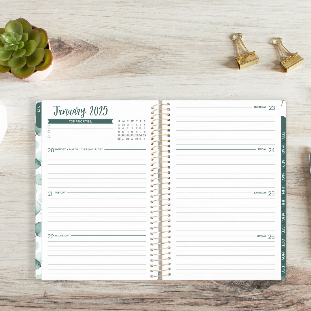 2025 Soft Cover Planner, 5.5" x 8.25", Boho Greenery