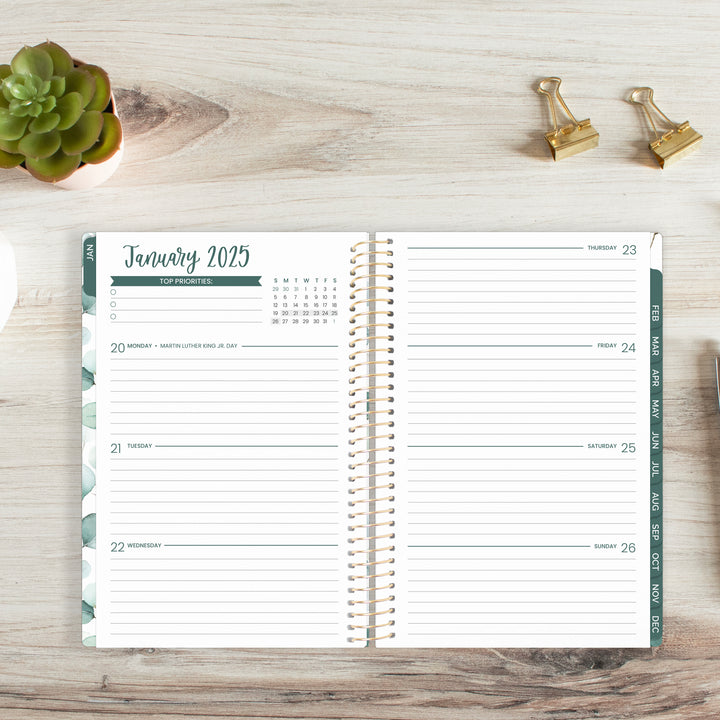 2025 Soft Cover Planner, 5.5" x 8.25", Boho Greenery