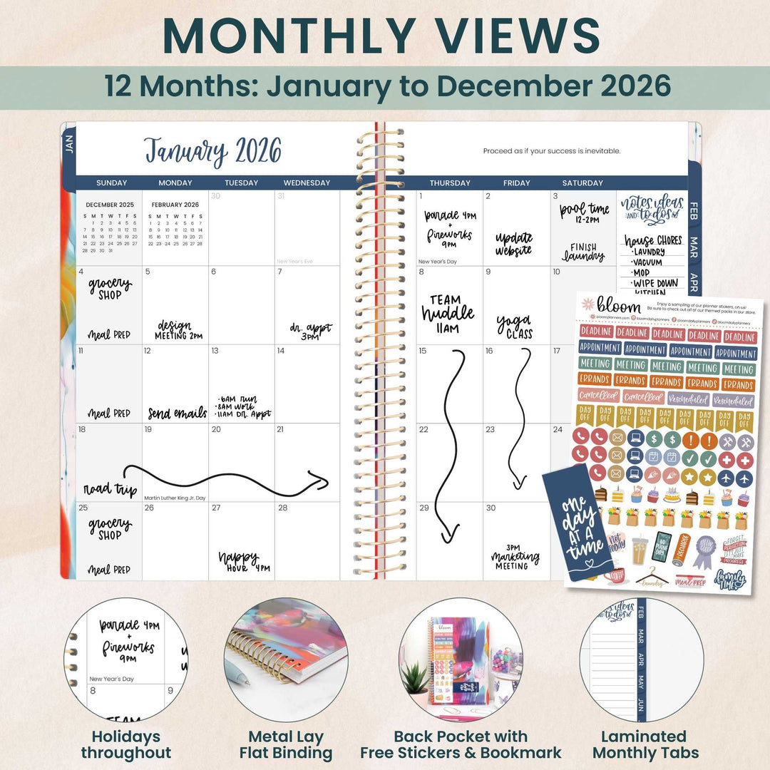 2026 Soft Cover Planner, 5.5" x 8.25", Brilliant Brushstrokes