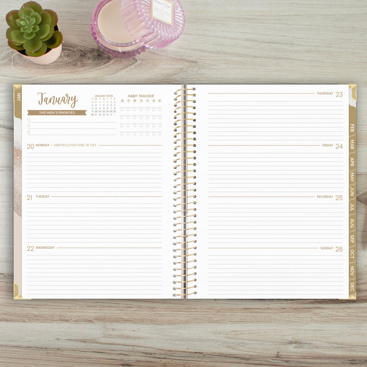 2025 Hard Cover Planner, 8.5" x 11", Brushed Beige