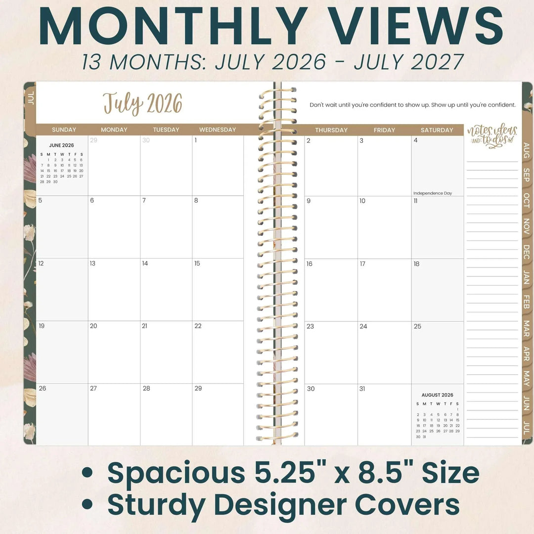 2026-27 Soft Cover Planner, 5.5" x 8.25" | Butterfly Garden - bloom daily planners