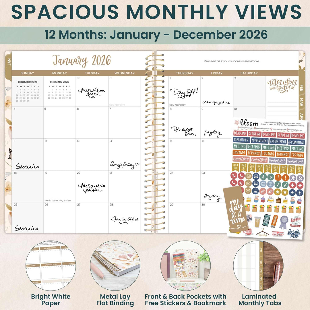 2026 Soft Cover Planner, 8.5" x 11", Butterfly Garden