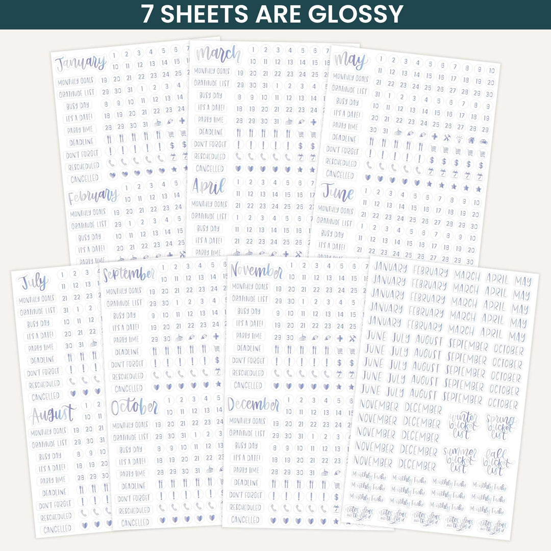 Planner Stickers | Calendar Essentials | Iridescent Foil on Clear - bloom daily planners