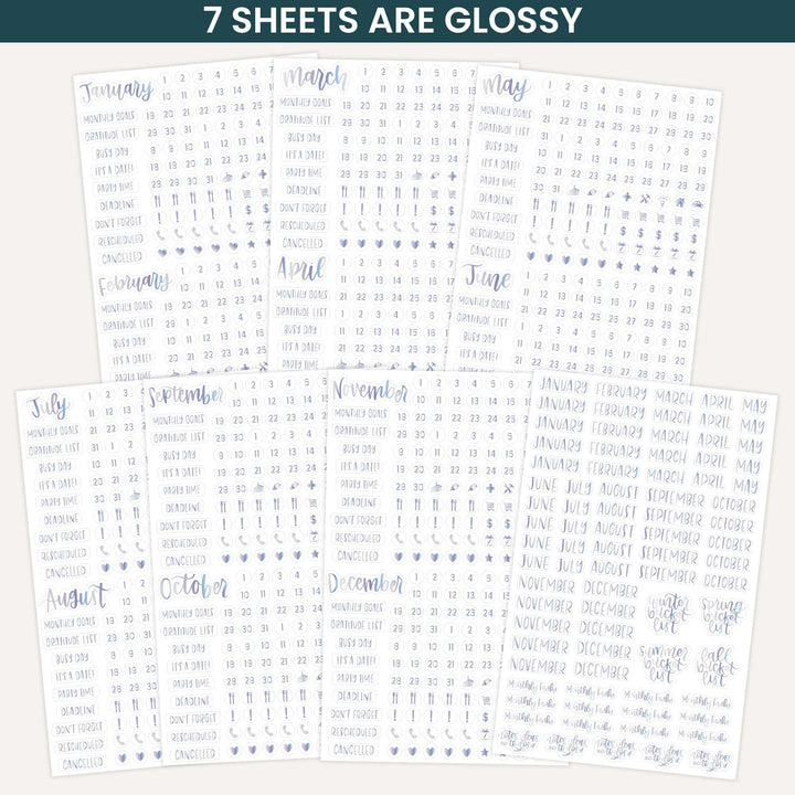 Planner Stickers | Calendar Essentials | Iridescent Foil on Clear - bloom daily planners
