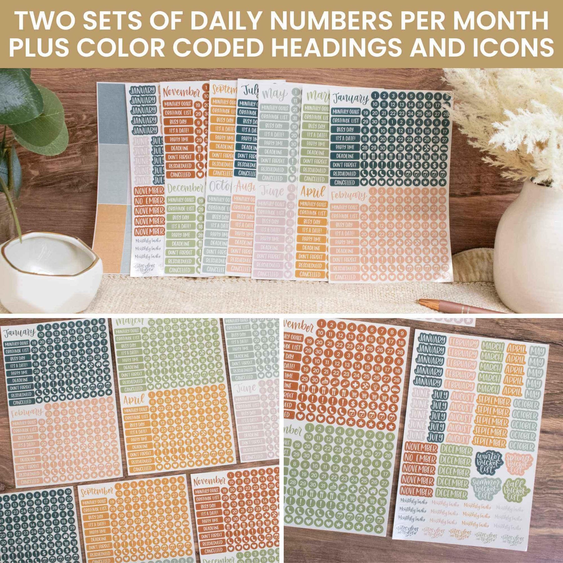 Sticker Calender Calendar Essential Planner Stickers by bloom daily planners®