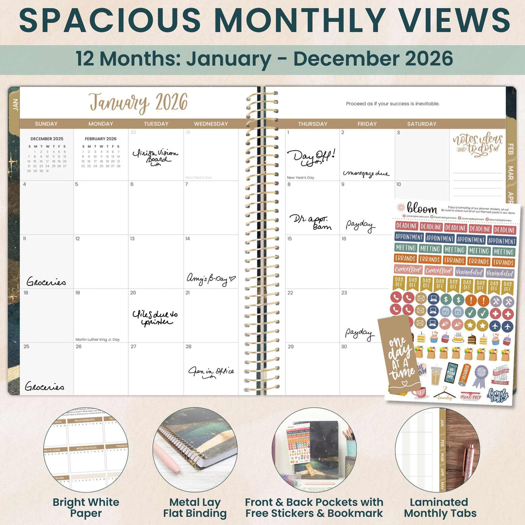 2026 Soft Cover Planner, 8.5" x 11", Celestial Skies